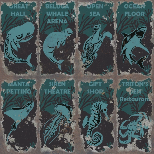 Long aquarium signs
